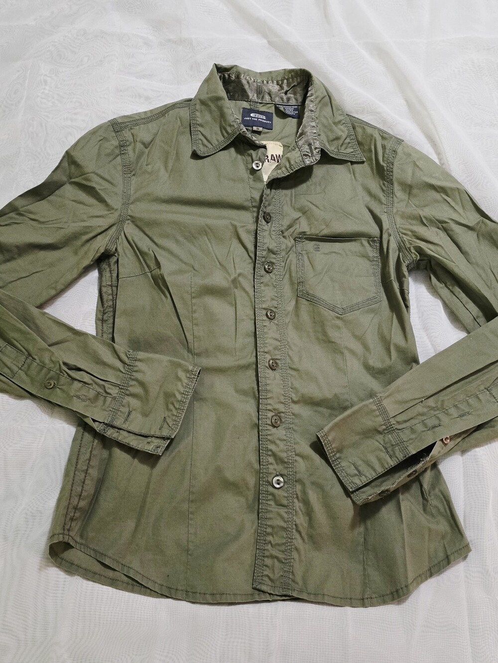 G-Star Army Olive Green Long Sleeve Button Down Shirt